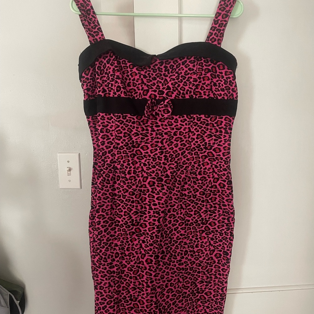 Collectif pink and black animal print vintage wiggle dress
